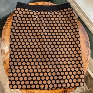 Women's TALBOTS Polka Dot Pencil Skirt Black Brown Double Knit Size 12